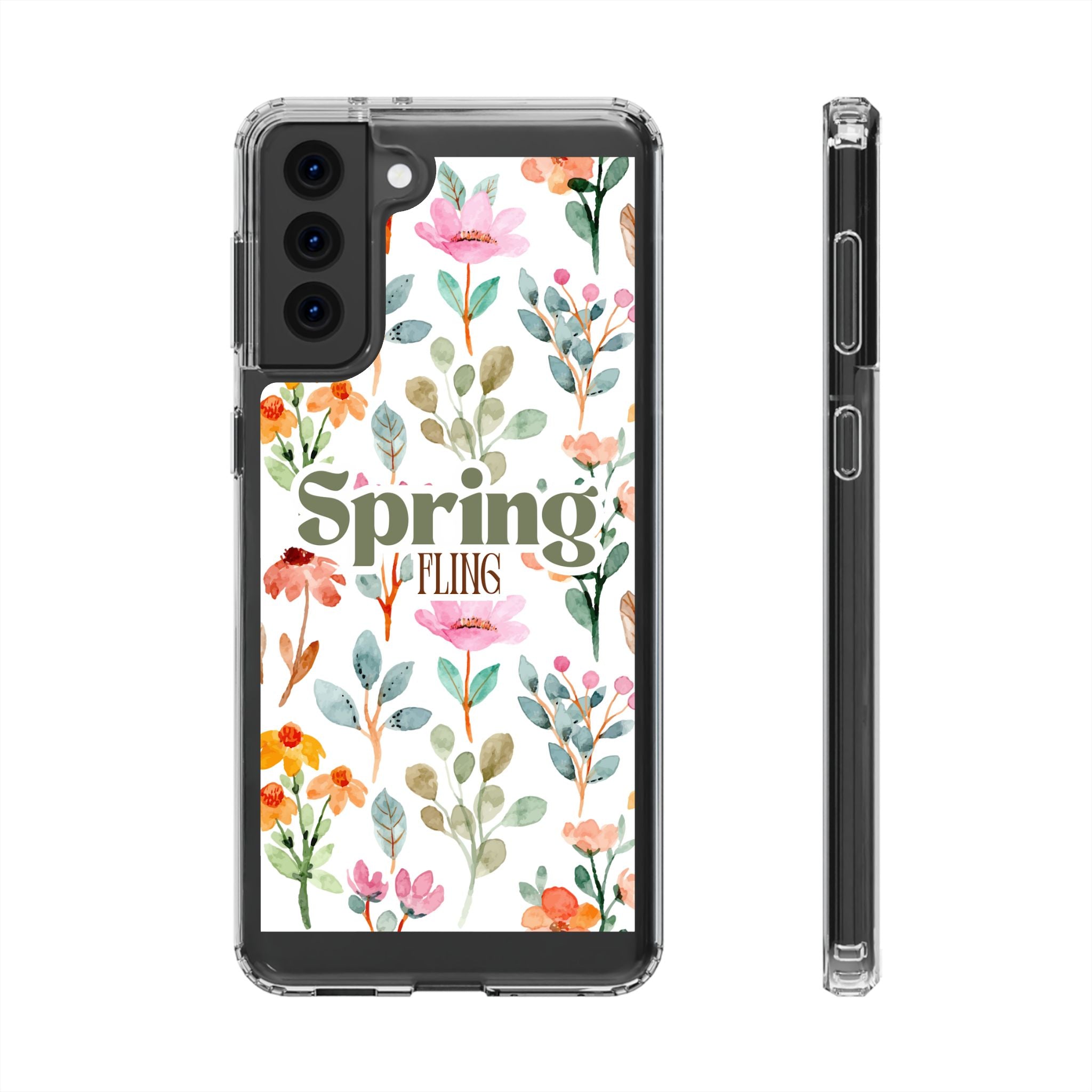 Spring Fling Floral Pattern - Clear Phone Case