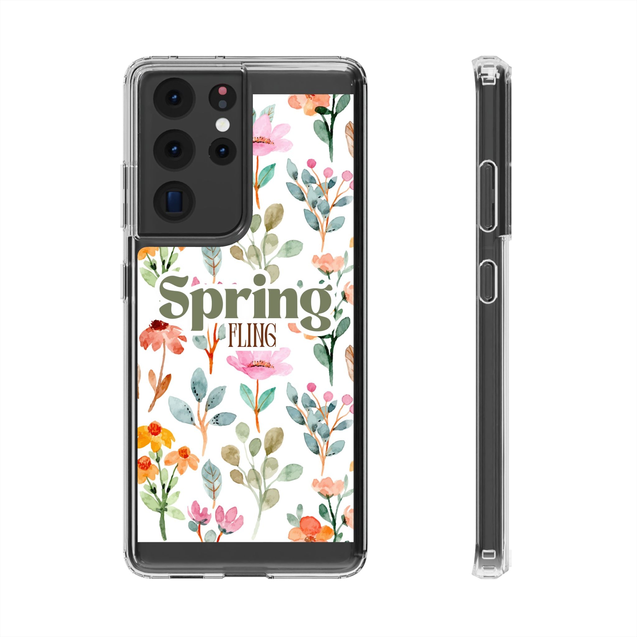 Spring Fling Floral Pattern - Clear Phone Case