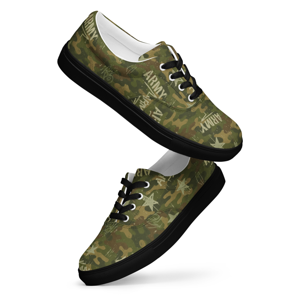 MY ARMY™ Green Camo Print - Men’s Lace-Up Canvas Shoes