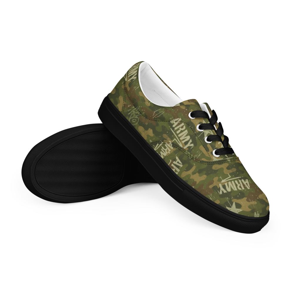 MY ARMY™ Green Camo Print - Men’s Lace-Up Canvas Shoes