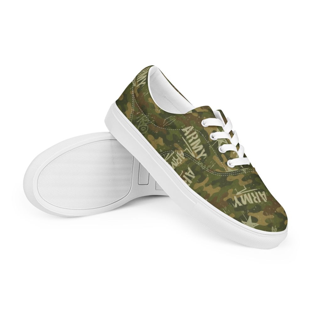 MY ARMY™ Green Camo Print - Men’s Lace-Up Canvas Shoes