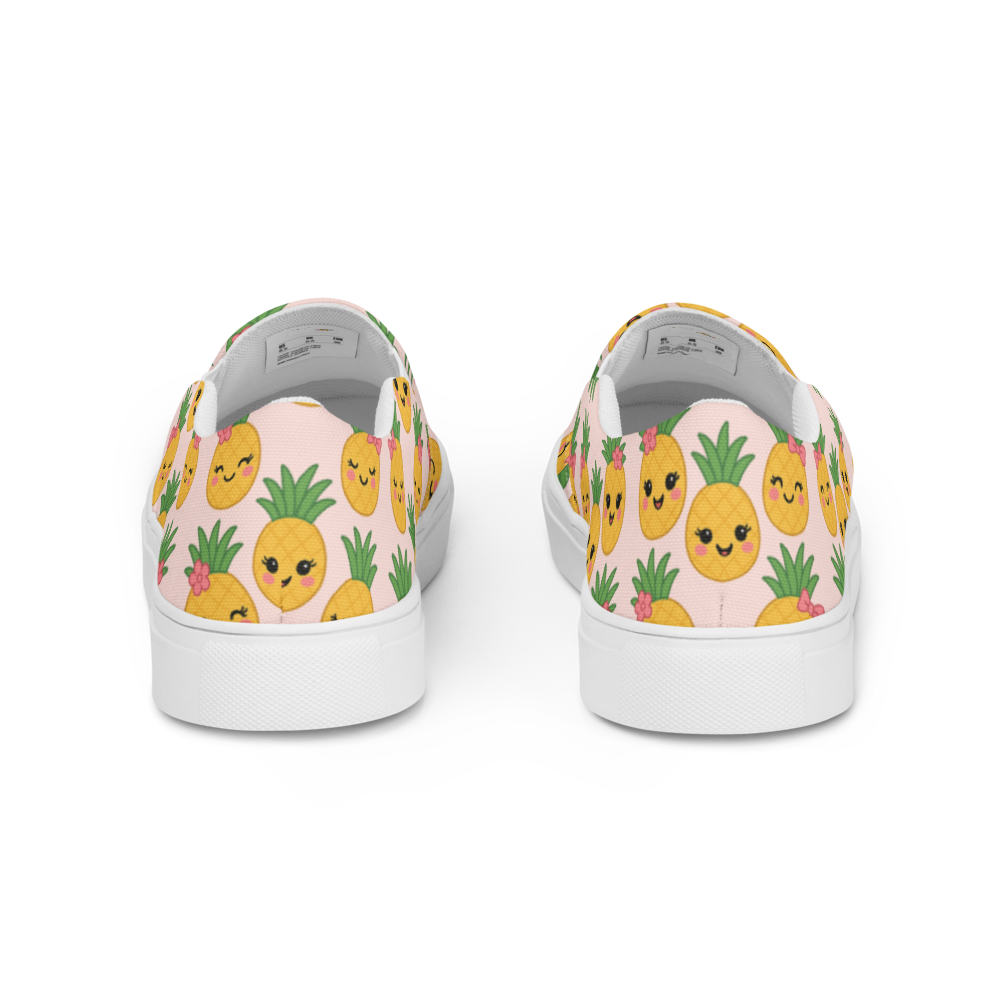 Ms Pina Pink Pineapple Print - Women's Slip-On Canvas Shoes