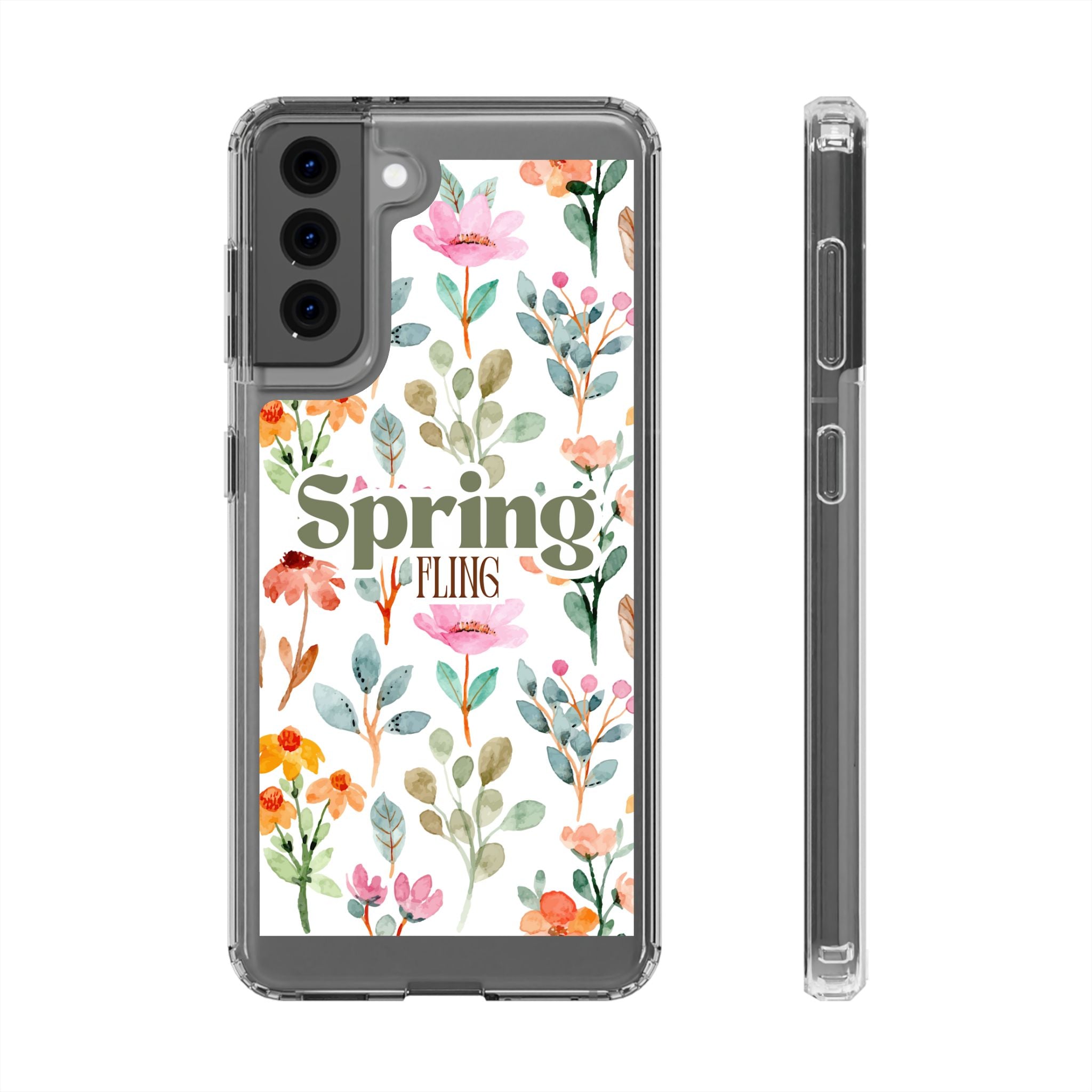 Spring Fling Floral Pattern - Clear Phone Case