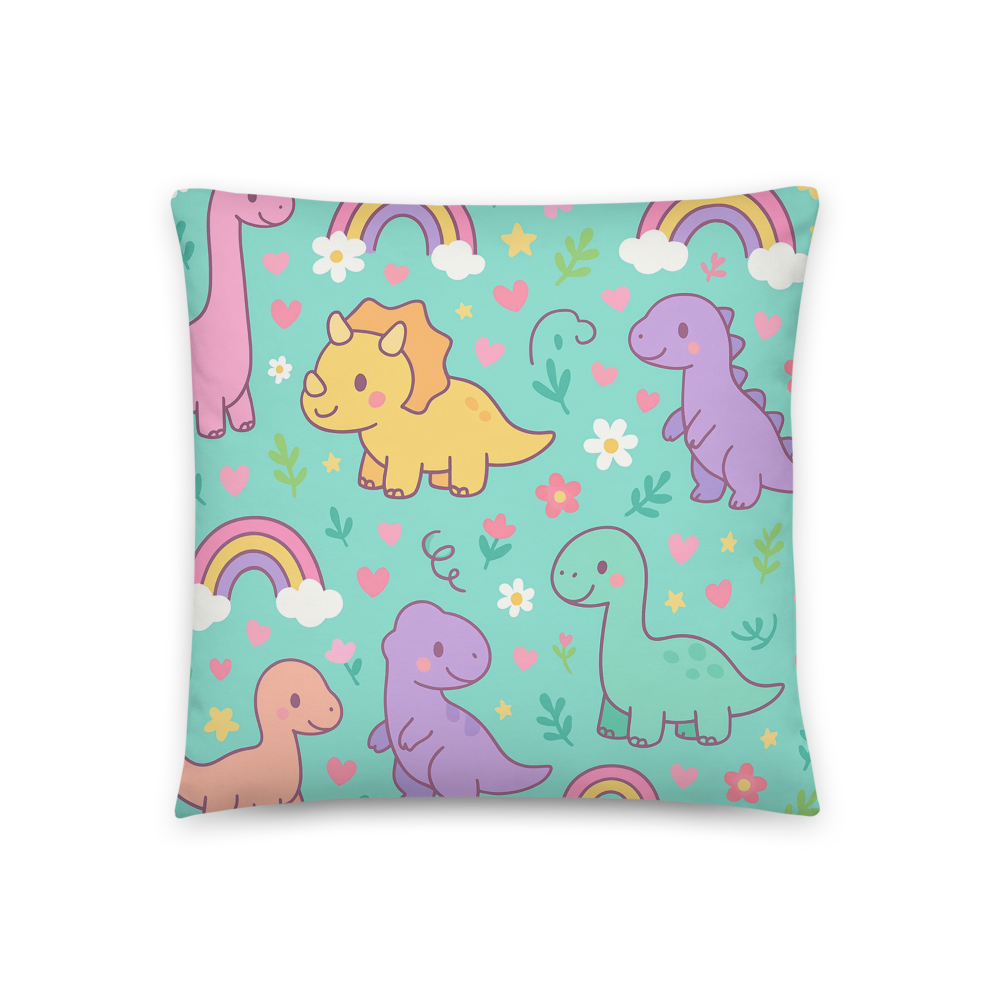 Pastel Dinosaur Pattern - Throw Pillow