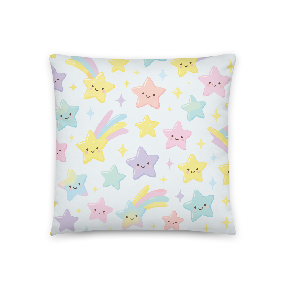 Pastel Star & Rainbow Pattern - Throw Pillow