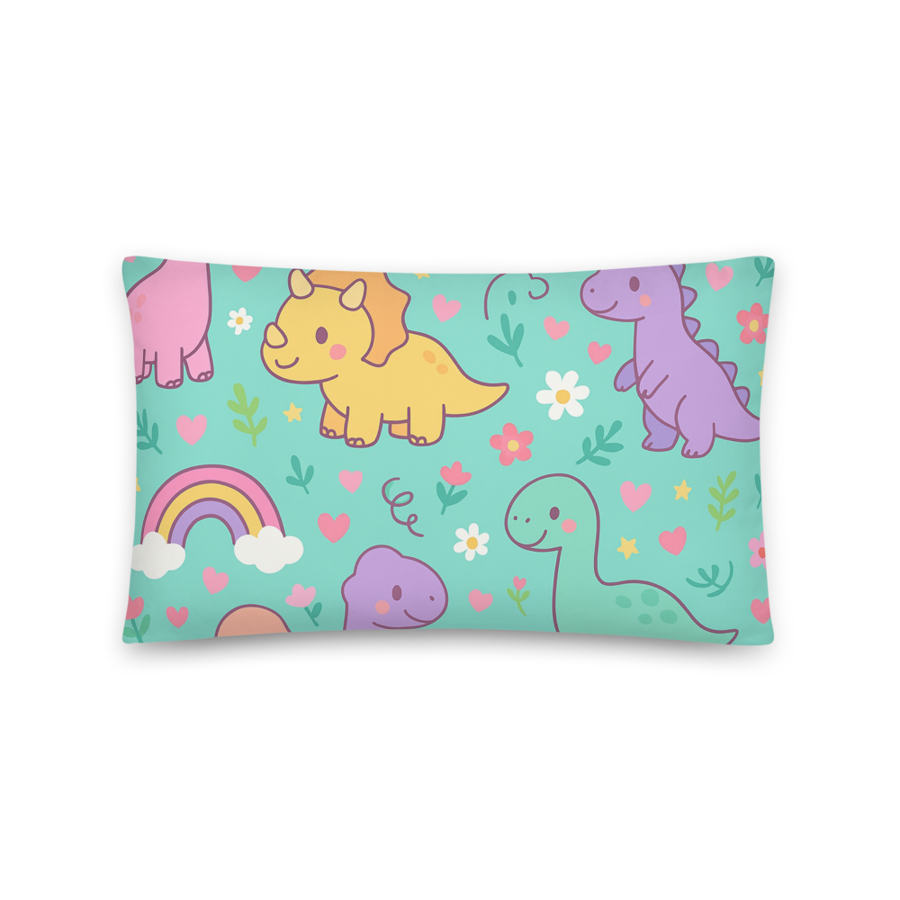 Pastel Dinosaur Pattern - Throw Pillow