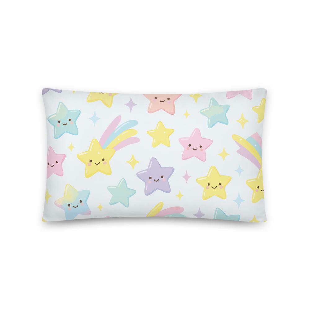 Pastel Star & Rainbow Pattern - Throw Pillow