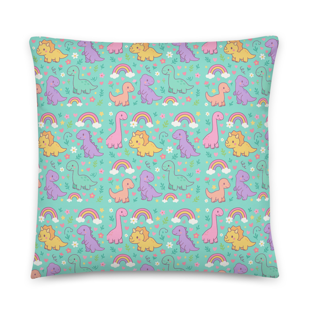 Pastel Dinosaur Pattern - Throw Pillow