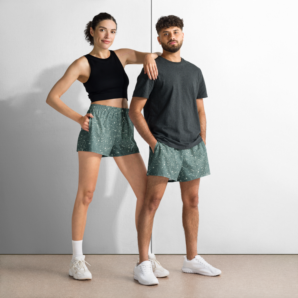 Soft Green Splatter Print - Unisex Athlethic Shorts