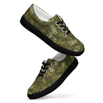 MY ARMY™ Green Camo Print - Men’s Lace-Up Canvas Shoes