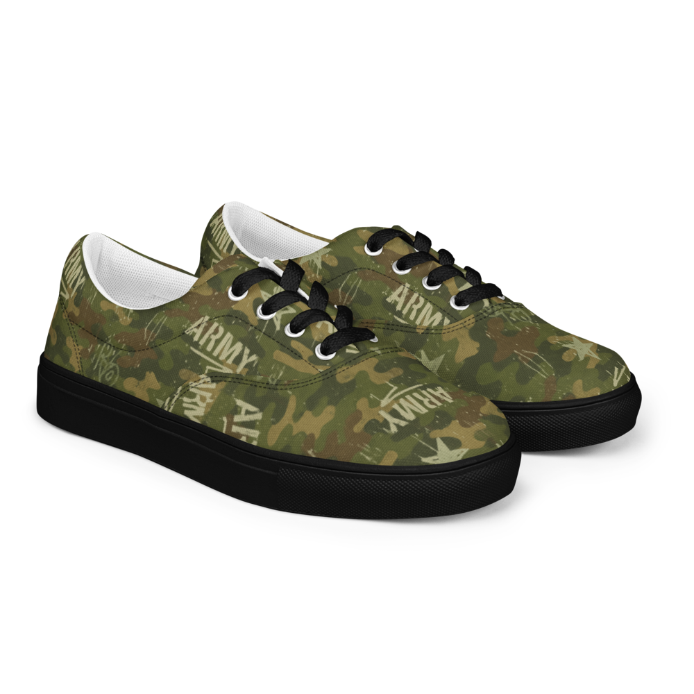 MY ARMY™ Green Camo Print - Men’s Lace-Up Canvas Shoes