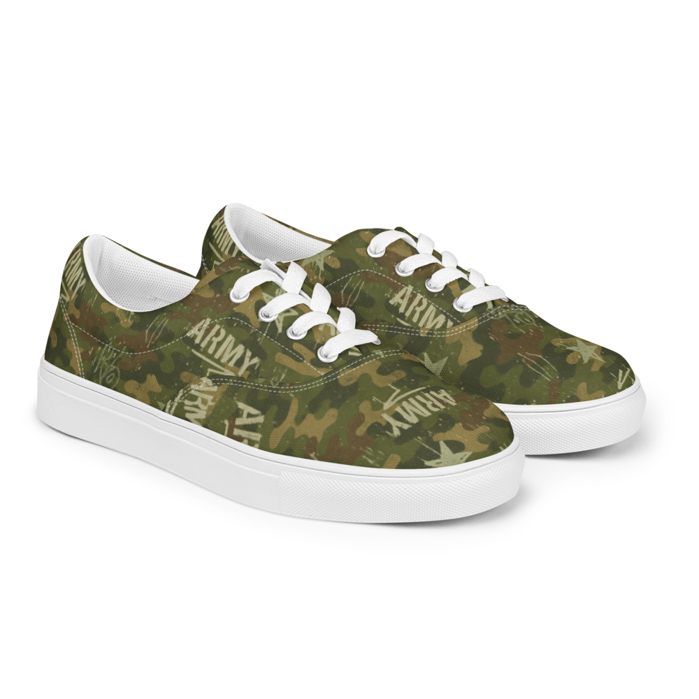 MY ARMY™ Green Camo Print - Men’s Lace-Up Canvas Shoes