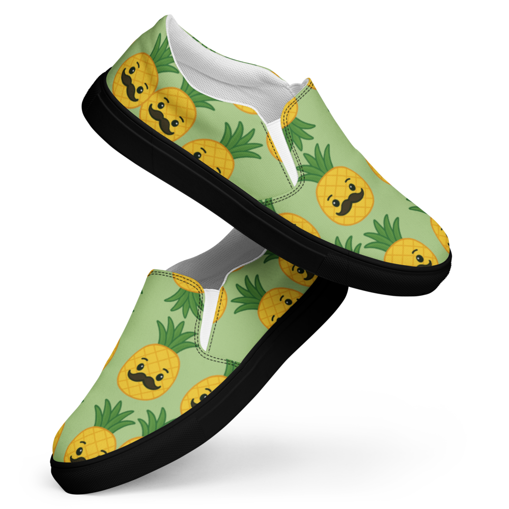 Mr. Pino Pineapple Print - Men's Slip-On Canvas Shoes