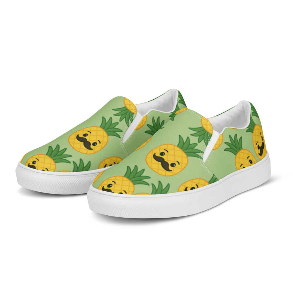 Mr. Pino Pineapple Print - Men's Slip-On Canvas Shoes
