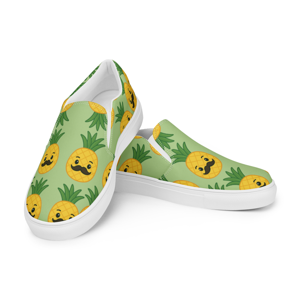 Mr. Pino Pineapple Print - Men's Slip-On Canvas Shoes
