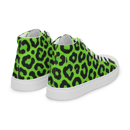 Electric green leopard print - Women’s High Top Canvas Shoes