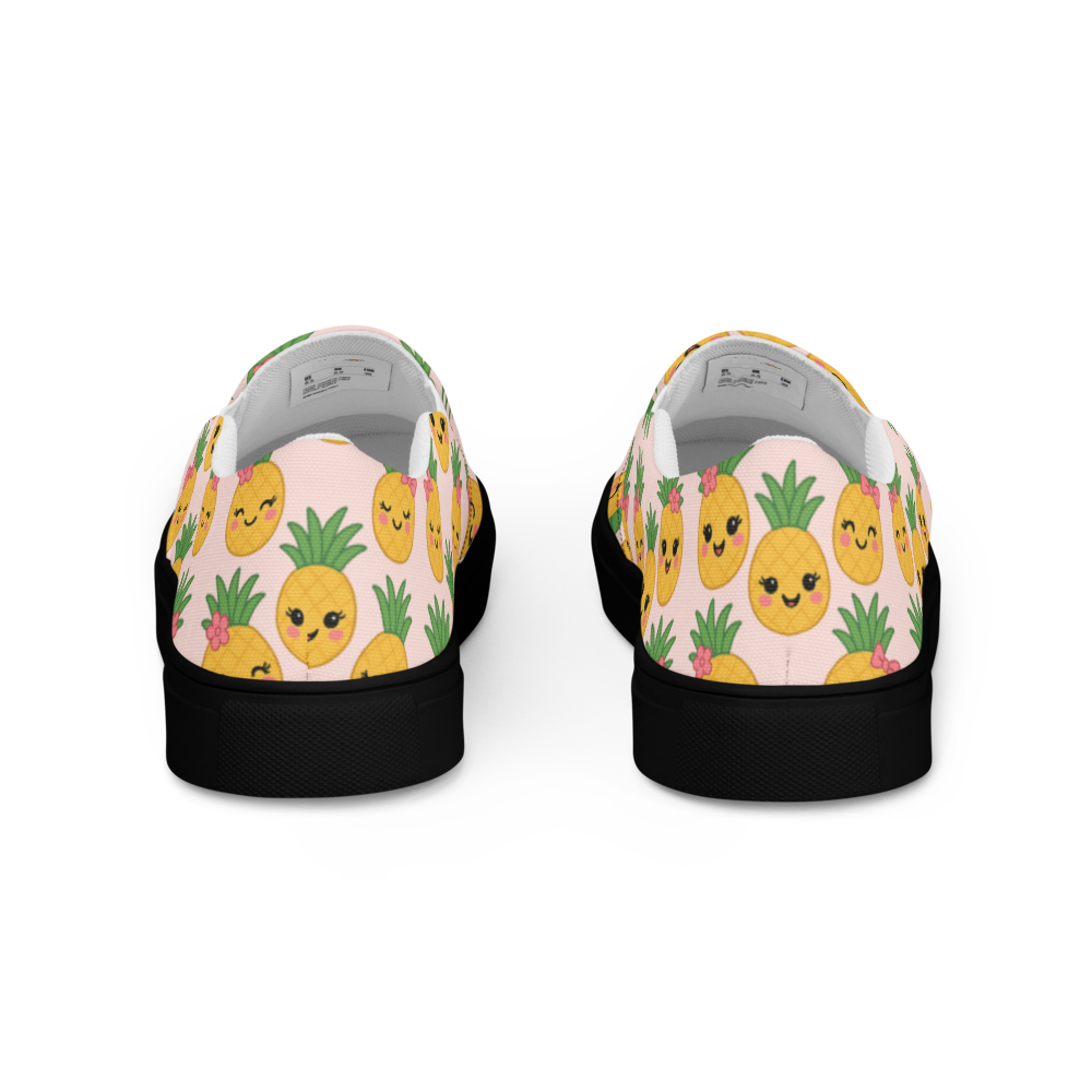 Ms Pina Pink Pineapple Print - Women's Slip-On Canvas Shoes