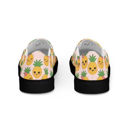 Ms Pina Pink Pineapple Print - Women's Slip-On Canvas Shoes