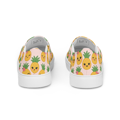 Ms Pina Pink Pineapple Print - Women's Slip-On Canvas Shoes